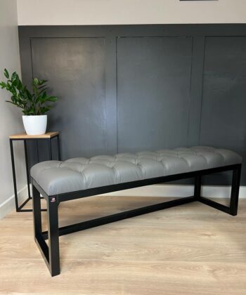 Grey Eco-Leather Long Bench 140x40cm