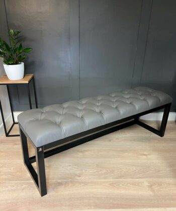 Grey Eco-Leather Long Bench 140x40cm