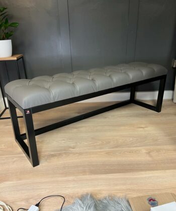 Grey Eco-Leather Long Bench 140x40cm