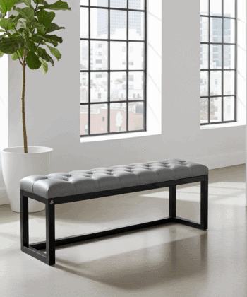 Grey Eco-Leather Long  Bench 140x40cm
