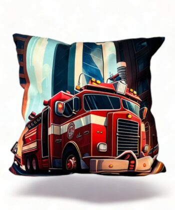 Handcrafted Fire Truck Cushion Kids' Room Decor Pillow
