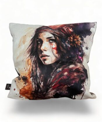 Handcrafted Decorative Cushion – Artistic Watercolour Portrait
