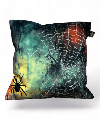 Handcrafted Halloween Cushion – Spooky Spider & Web Design
