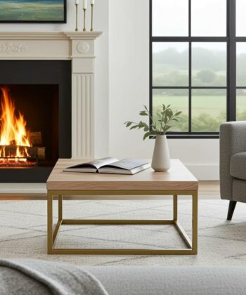 Artisan Square Coffee Table – Solid Wood Top & Custom-Colour Metal Frame