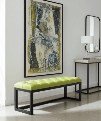 Lime Green Eco-Leather Tufted Bench 140x40cm