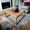 Artisan Square Coffee Table – Solid Wood Top & Custom-Colour Metal Frame