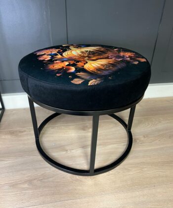 Round Artistic Ottoman 60cm - Black Metal Frame