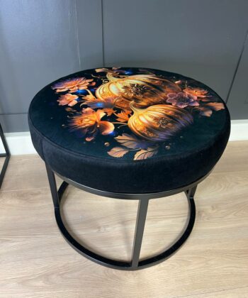 Round Artistic Ottoman 60cm - Black Metal Frame
