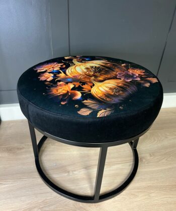 Round Artistic Ottoman 60cm - Black Metal Frame