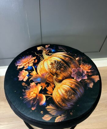 Round Artistic Ottoman 60cm - Black Metal Frame