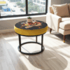 Round Floral Coffee Table 60cm - Black Metal Frame