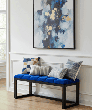 Royal Blue Velvet Tufted Bench 100x40cm – Black Alder Frame