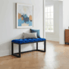 Royal Blue Velvet Tufted Bench 100x40cm – Black Alder Frame