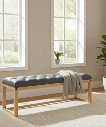 Stone Grey Eco Leather Bench: Modern Sophistication