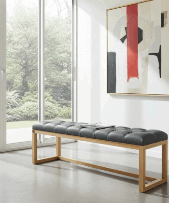 Stone Grey Eco Leather Bench: Modern Sophistication
