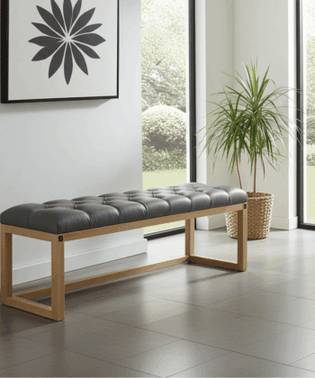 Stone Grey Eco Leather Bench: Modern Sophistication
