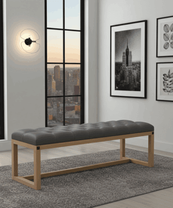 Stone Grey Eco Leather Bench: Modern Sophistication