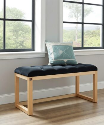 Wooden-Framed Velvet Bench – Comfort and Timeless Design