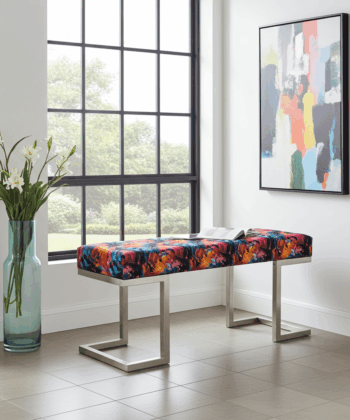 Colourful Floral Upholstered Bench Handcrafted Designer Seating