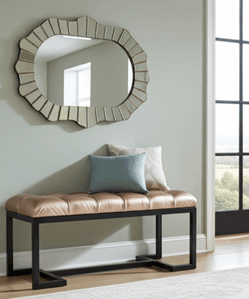 Metal-Framed Bench Bronze Eco Leather & Black Frame