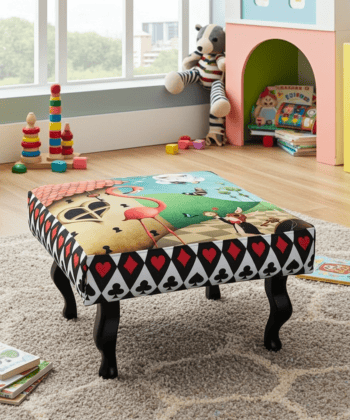 Alice in Wonderland Velvet Footstool Art for Creative Interiors