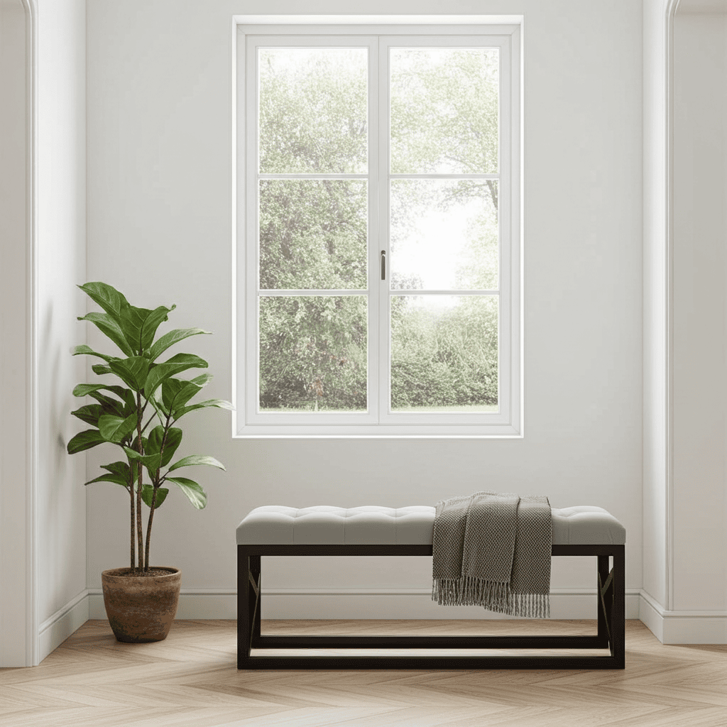 Beige Velvet Bench 100x30cm - Black Metal Frame