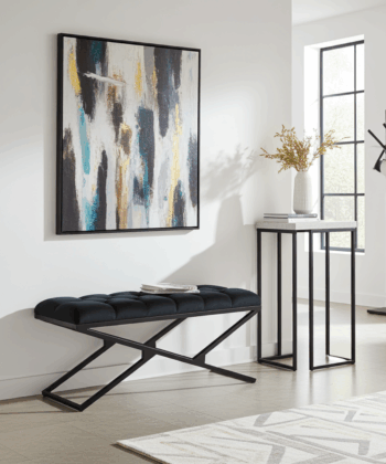 Black  Velvet Gold Metal Frame Bench 100x40x50cm