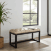Brown Eco-Leather Tufted Wooden Bench 100x40cm