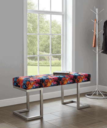 Colourful Floral Upholstered Bench Handcrafted Designer Seating
