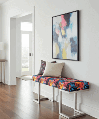 Colourful Floral Upholstered Bench Handcrafted Designer Seating