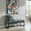Geometric Patterned Bench 120x40cm - Black Metal Frame