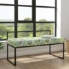 Green Botanical Bench with Backrest 100x40cm Black Metal Frame
