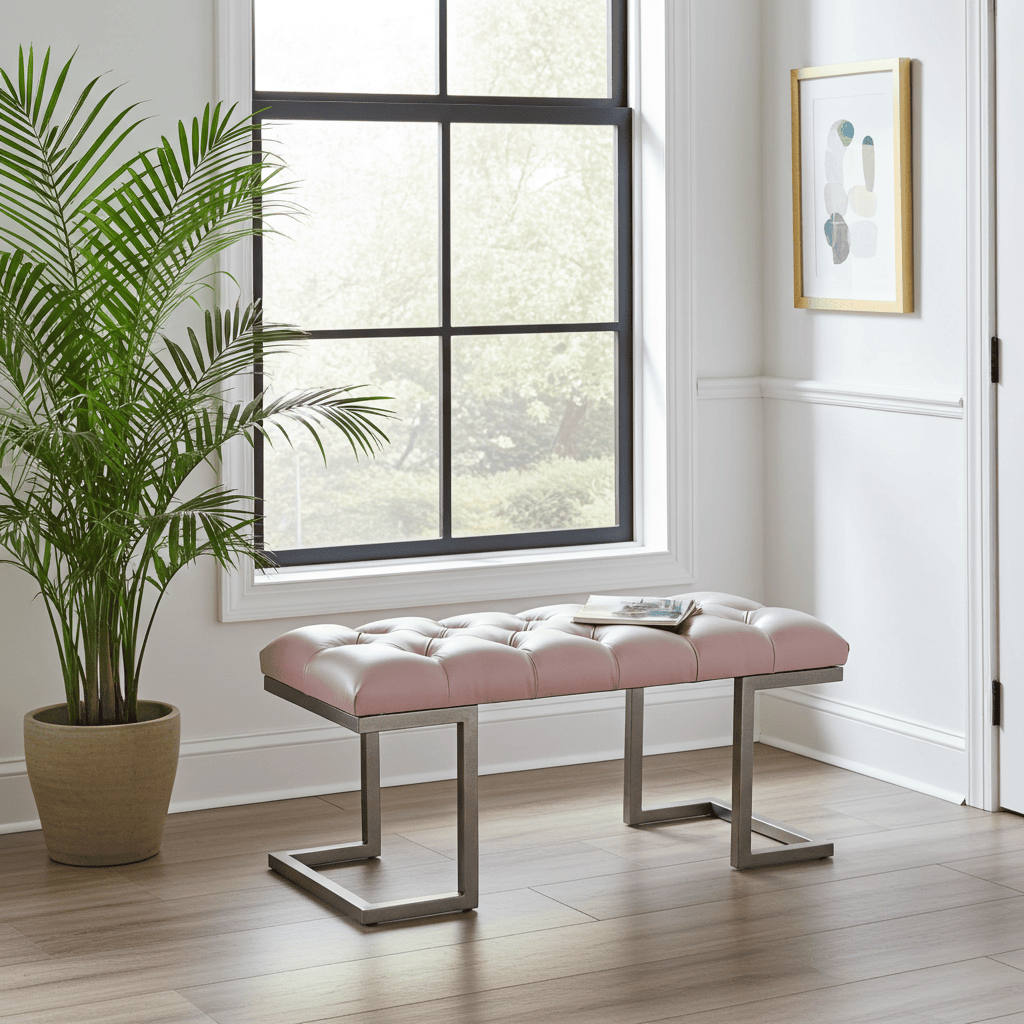 Handmade Upholstered Bench with Eco Leather – 100x40cm