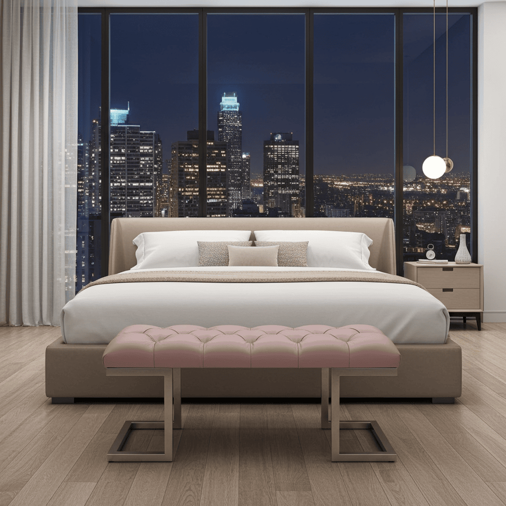 Handmade Upholstered Bench with Eco Leather – 100x40cm