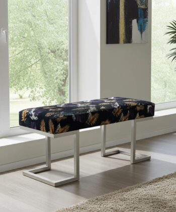 Handmade Upholstered Bench with Powder-Coated Metal Frame