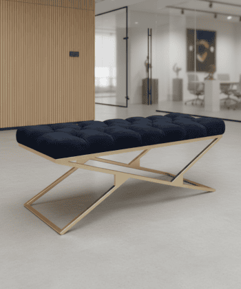 Luxury Velvet Bench with Gold Frame Handmade Double X-Style