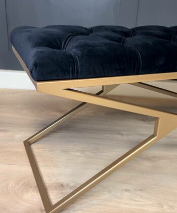 Luxury Velvet Bench with Gold Frame Handmade Double X-Style