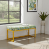 Metal-Framed Bench 100x30cm – Green Botanical Velvet & Yellow