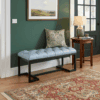 Metal-Framed Bench 100x40cm Light Grey Eco Leather & Black Frame
