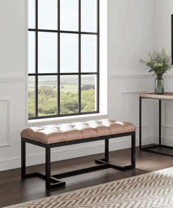 Metal-Framed Bench Bronze Eco Leather & Black Frame