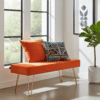 Orange Velvet Bench 105x40cm - Golden Metal Legs