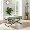 Patterned Green Velvet Black Metal Frame Bench – 100x40x40/50cm