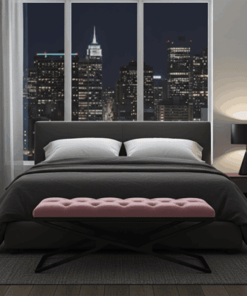 Pink Velvet Black Metal Frame Bench – 100x40x40/50cm