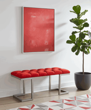 Red Velour Upholstered Bench Luxury Seating for Irish Homes