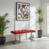 Red Velour Upholstered Bench Luxury Seating for Irish Homes