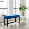 Royal Blue Velvet Wooden Bench Black Alder Frame