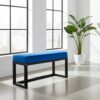 Royal Blue Velvet Wooden Bench Black Alder Frame