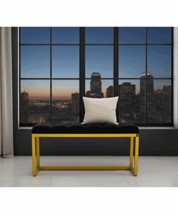 UrbanChic Metal-Framed Bench Black Velvet & Yellow Frame