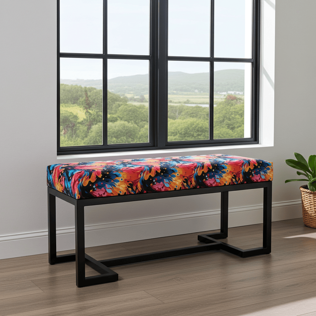 Zoe Metal-Framed Bench 100x40cm – Multicolour