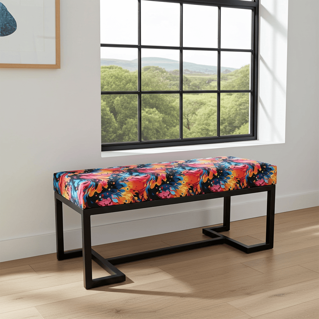 Zoe Metal-Framed Bench 100x40cm – Multicolour
